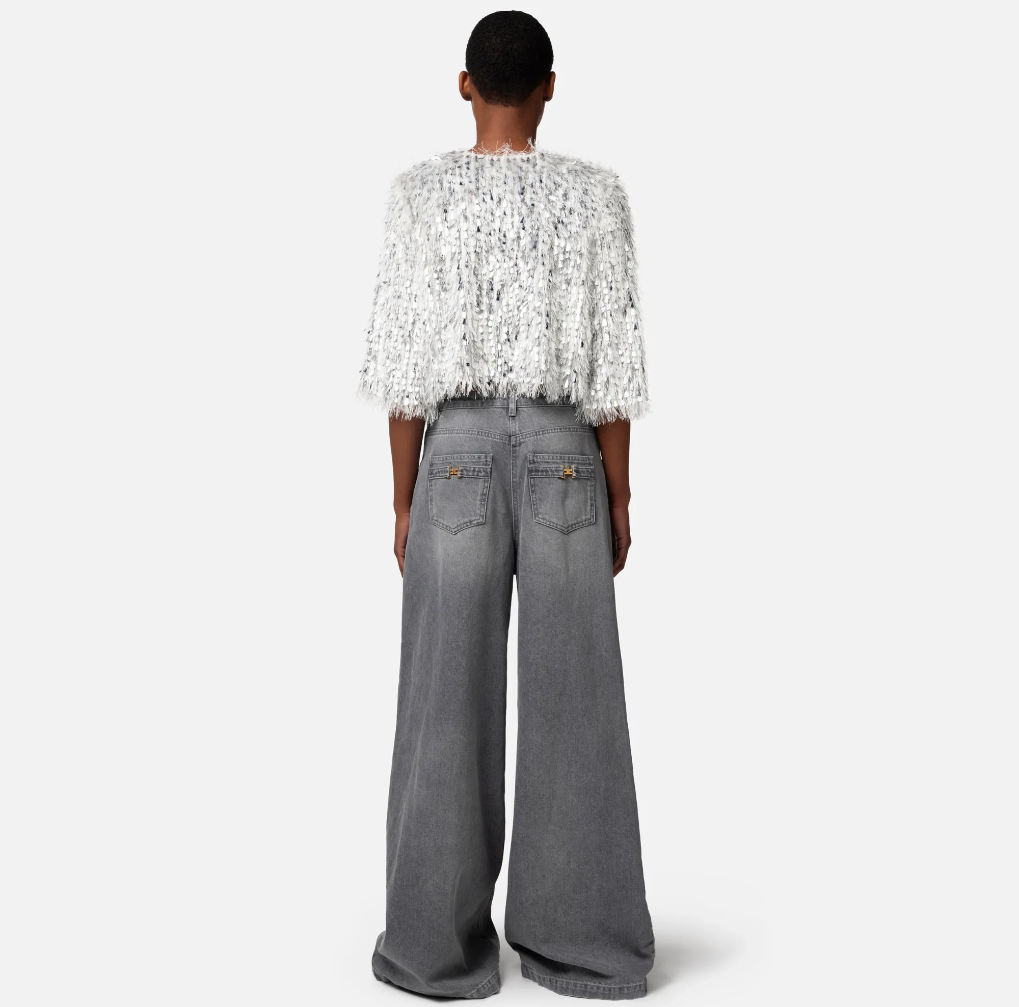 Elisabetta Franchi Giacca Cropped In Organza Sfrangiata^ Giacche & Trench