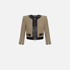 Elisabetta Franchi Giacca Cropped In Rafia Jaquard^ Giacche & Trench