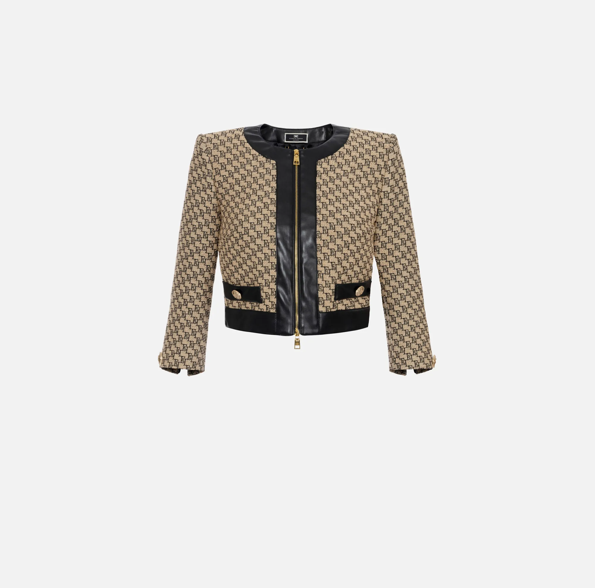 Elisabetta Franchi Giacca Cropped In Rafia Jaquard^ Giacche & Trench
