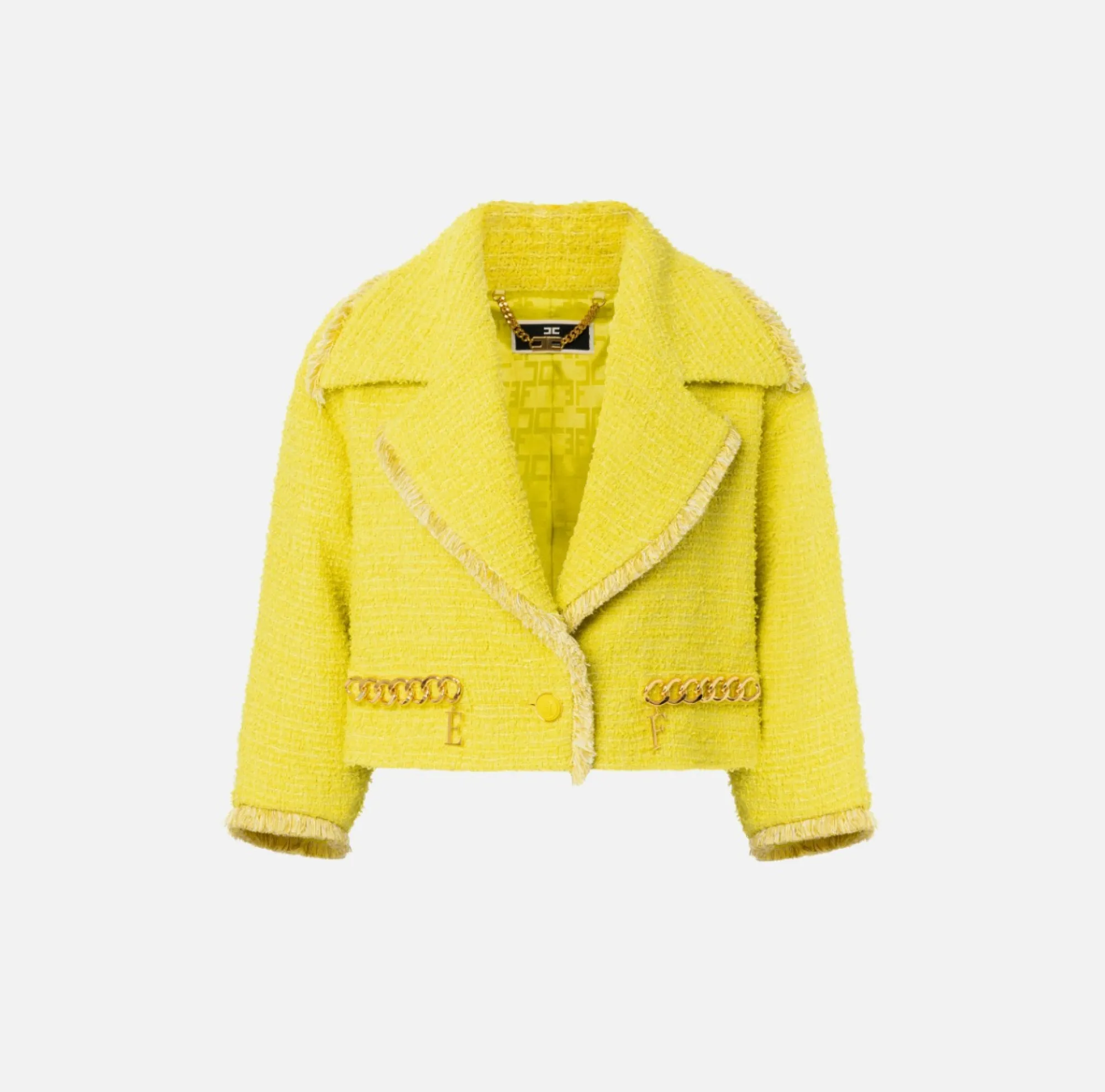 Elisabetta Franchi Giacca Cropped In Tweed Con Catena^ Giacche & Trench