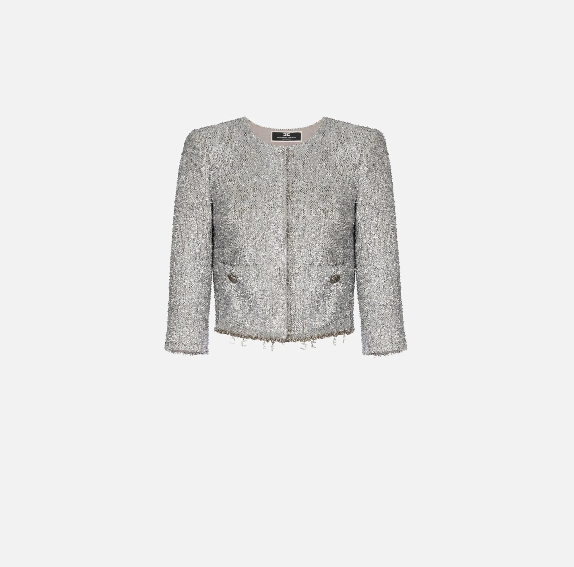 Elisabetta Franchi Giacca Cropped In Tweed Lurex Con Charms^ Giacche & Trench