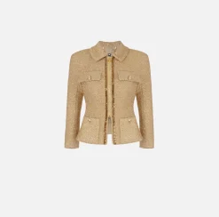 Elisabetta Franchi Giacca Cropped In Tweed Lurex Con Catena^ Giacche & Trench