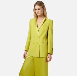 Elisabetta Franchi Giacca Doppiopetto In Crepe Con Revers In Raso^ Giacche & Trench