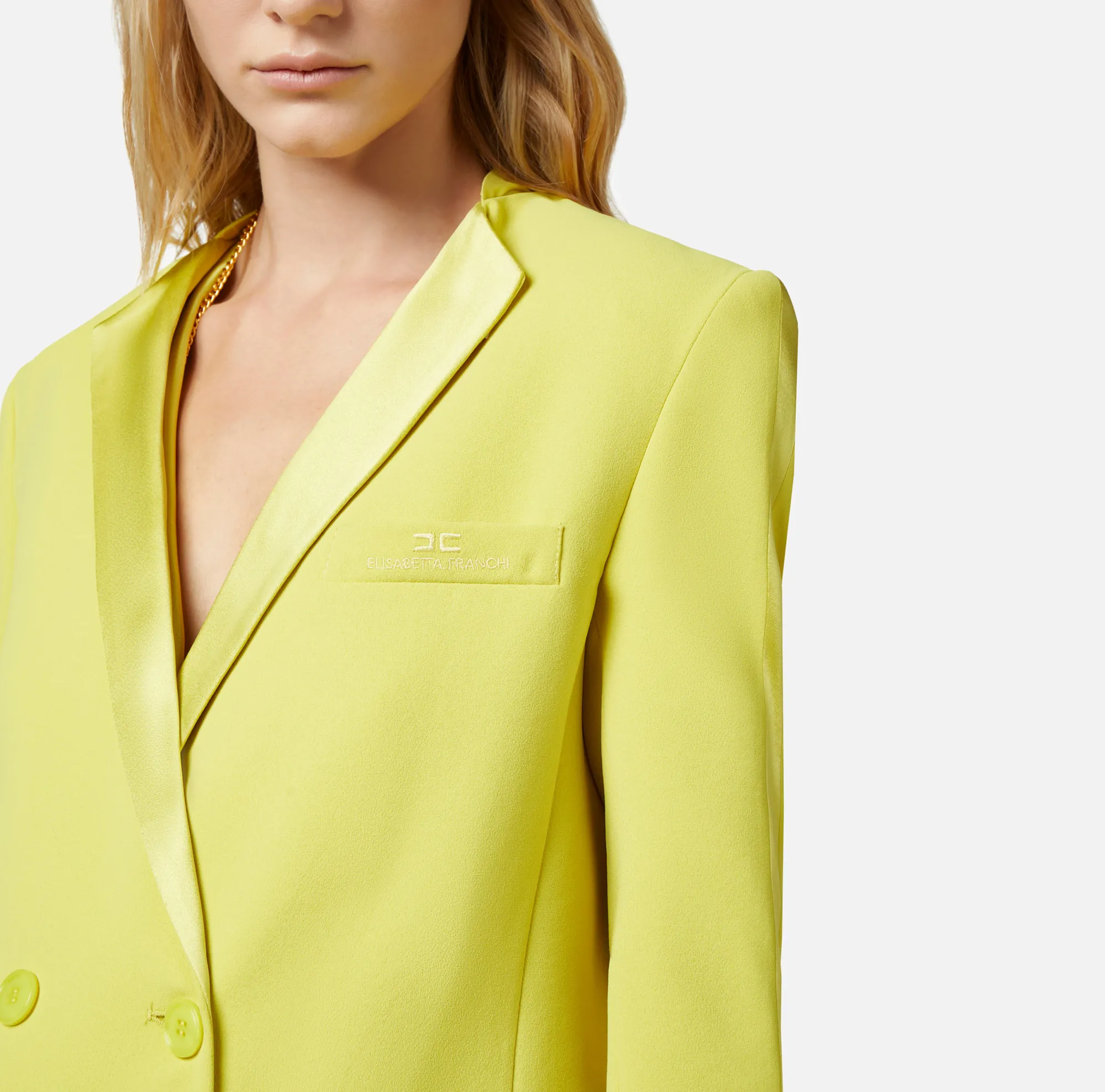 Elisabetta Franchi Giacca Doppiopetto In Crepe Con Revers In Raso^ Giacche & Trench