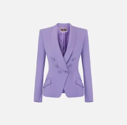 Elisabetta Franchi Giacca Doppiopetto In Crepe Con Rever Sciallato^ Giacche & Trench
