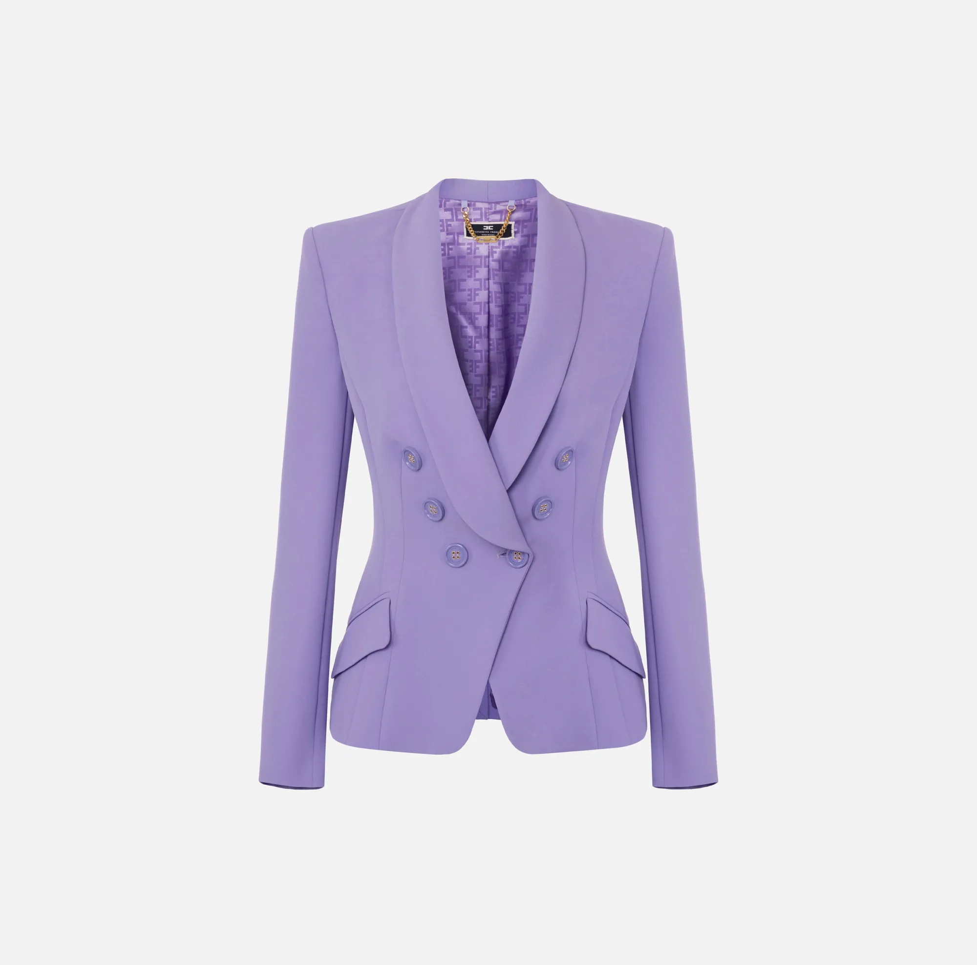 Elisabetta Franchi Giacca Doppiopetto In Crepe Con Rever Sciallato^ Giacche & Trench