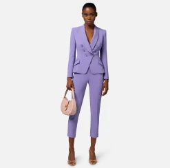 Elisabetta Franchi Giacca Doppiopetto In Crepe Con Rever Sciallato^ Giacche & Trench