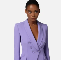 Elisabetta Franchi Giacca Doppiopetto In Crepe Con Rever Sciallato^ Giacche & Trench