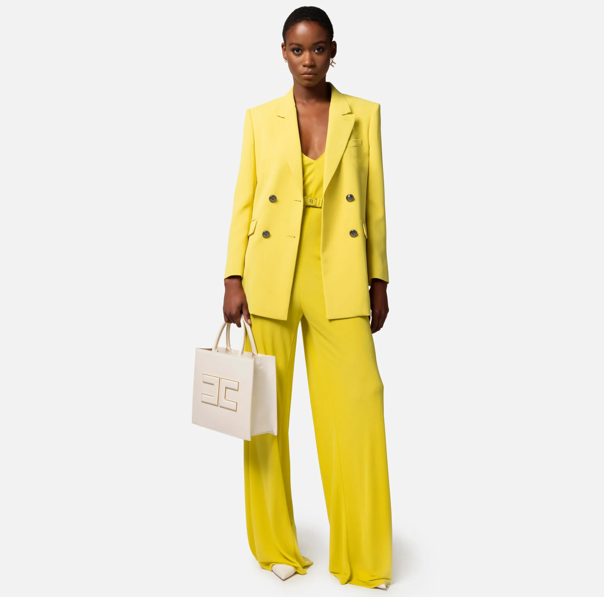 Elisabetta Franchi Giacca Doppiopetto In Crepe Con Revers A Lancia^ Giacche & Trench