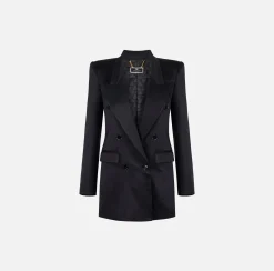 Elisabetta Franchi Giacca Doppiopetto In Crepe Di Raso Lucido^ Giacche & Trench