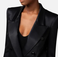 Elisabetta Franchi Giacca Doppiopetto In Crepe Di Raso Lucido^ Giacche & Trench