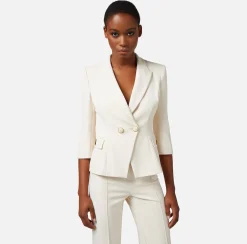 Elisabetta Franchi Giacca Doppiopetto In Crepe Placca Logo^ Giacche & Trench