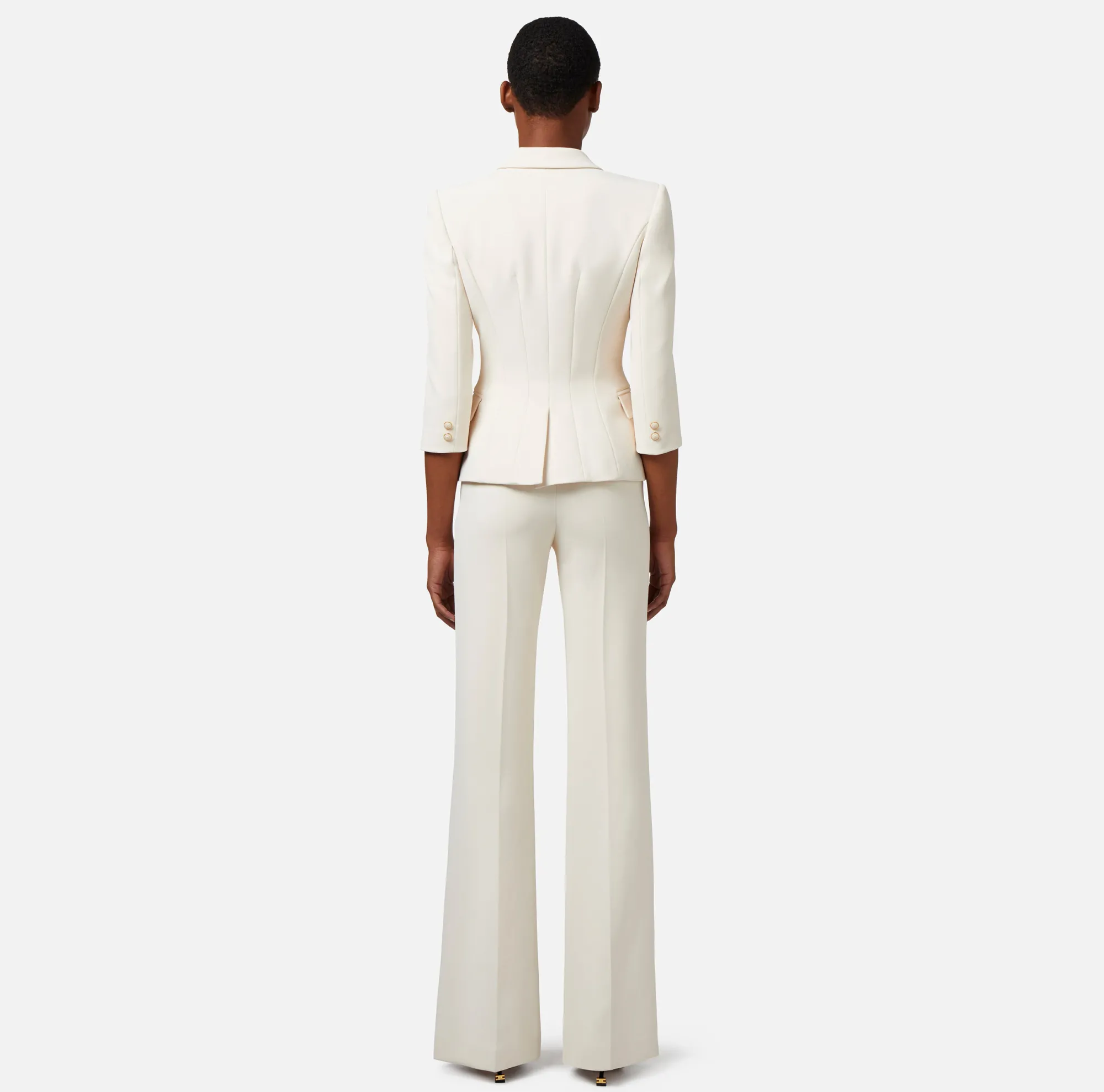 Elisabetta Franchi Giacca Doppiopetto In Crepe Placca Logo^ Giacche & Trench