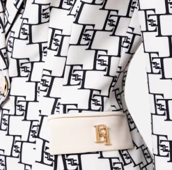 Elisabetta Franchi Giacca Doppiopetto In Crepe Stampa Logo E Placca^ Giacche & Trench