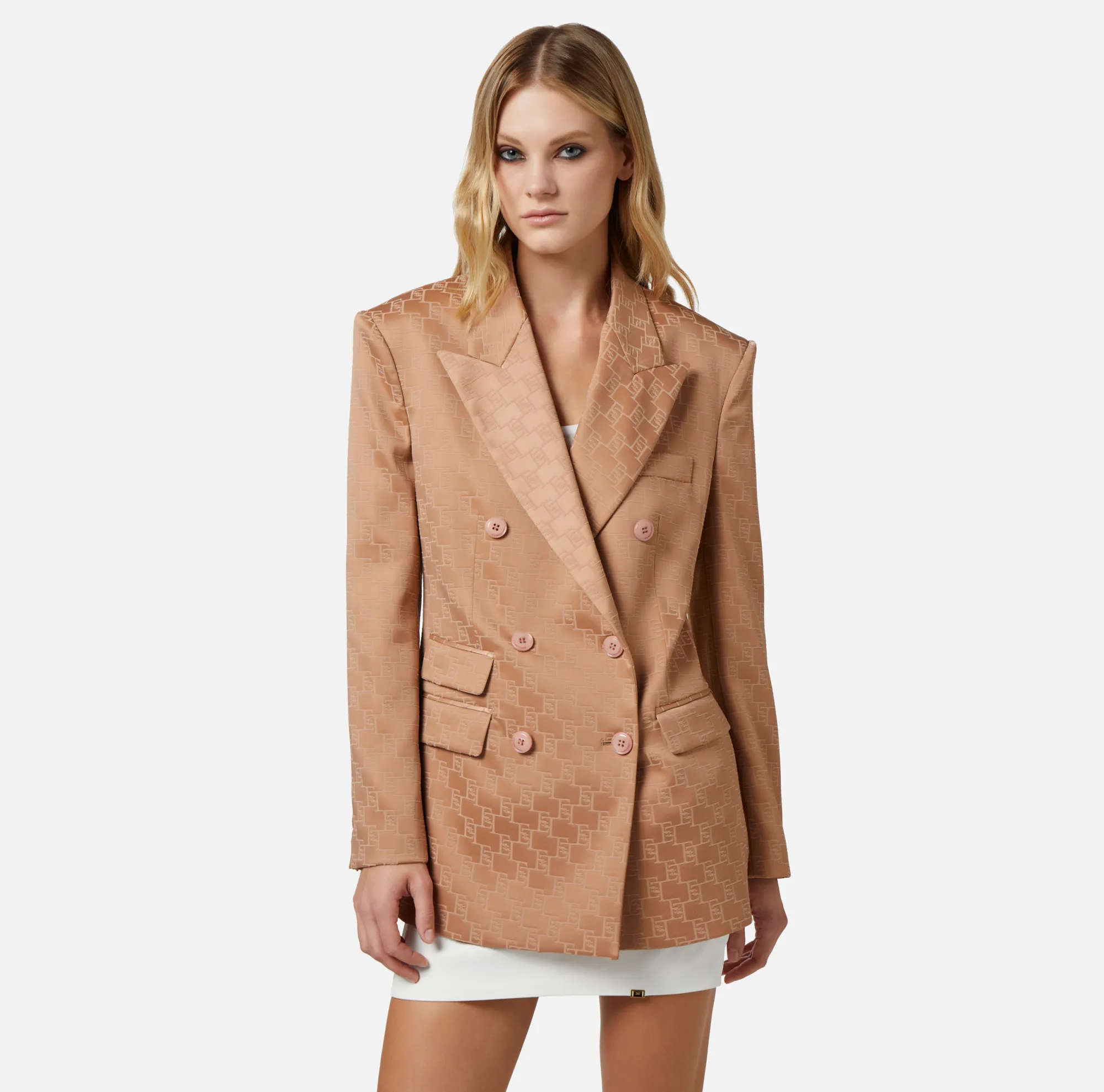 Elisabetta Franchi Giacca Doppiopetto In Raso Jaquard^ Giacche & Trench
