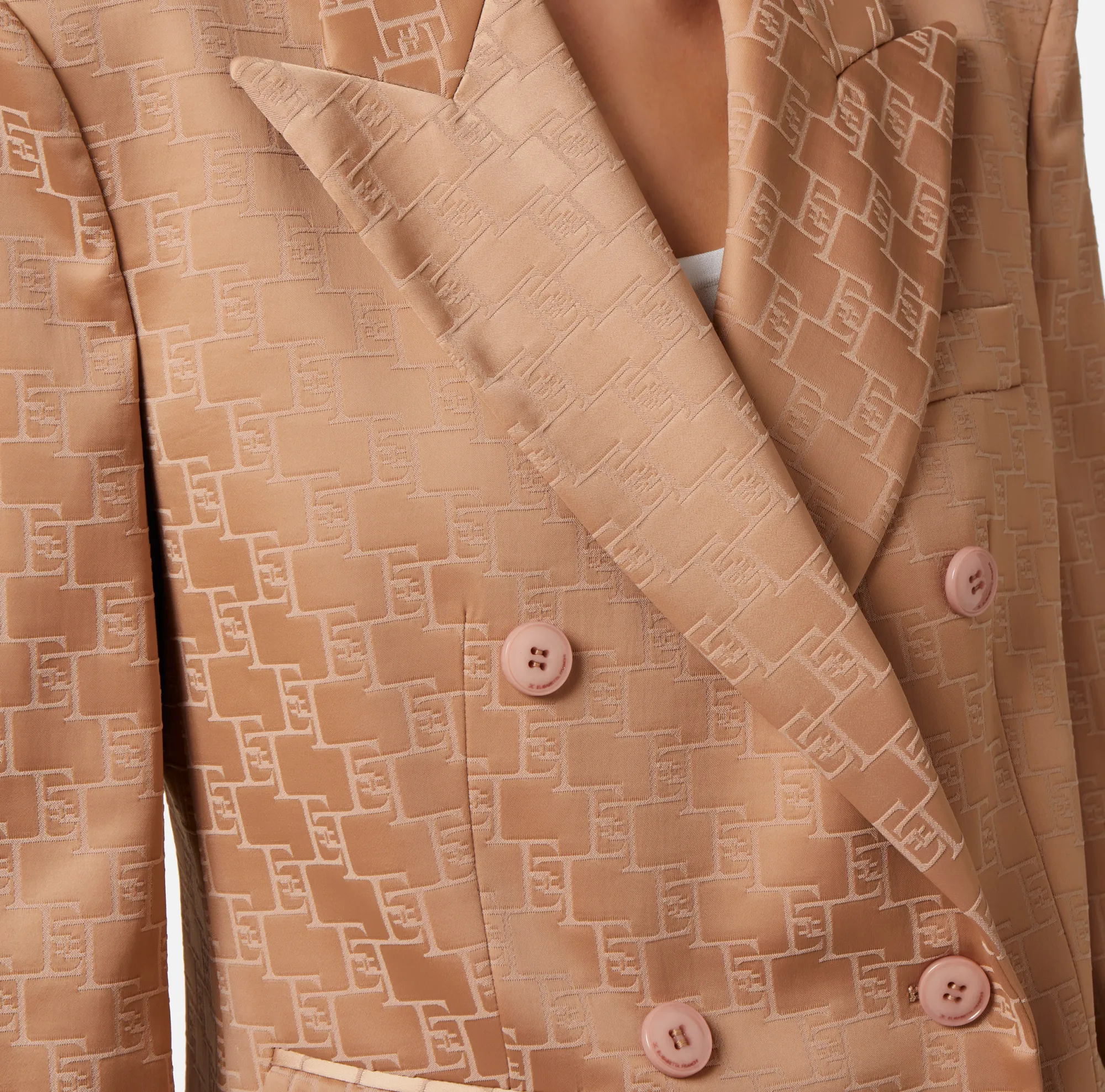 Elisabetta Franchi Giacca Doppiopetto In Raso Jaquard^ Giacche & Trench