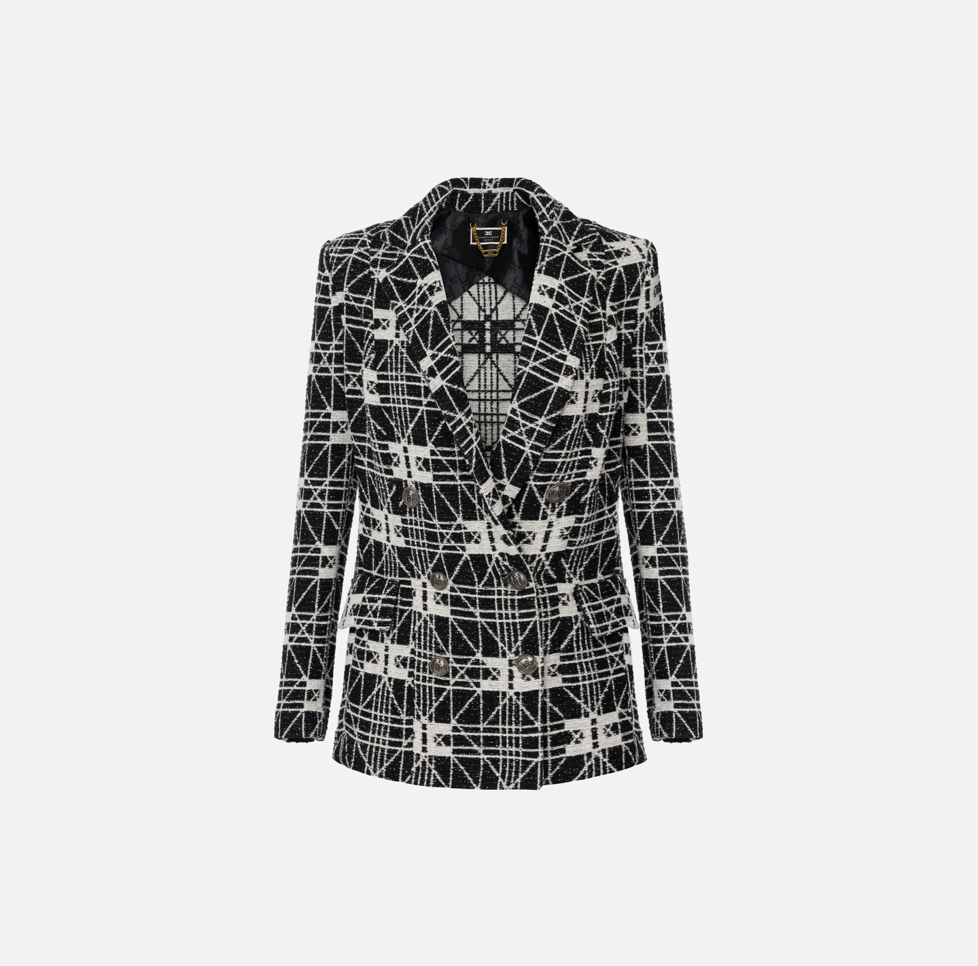 Elisabetta Franchi Giacca Doppiopetto In Tweed Jacquard^ Giacche & Trench