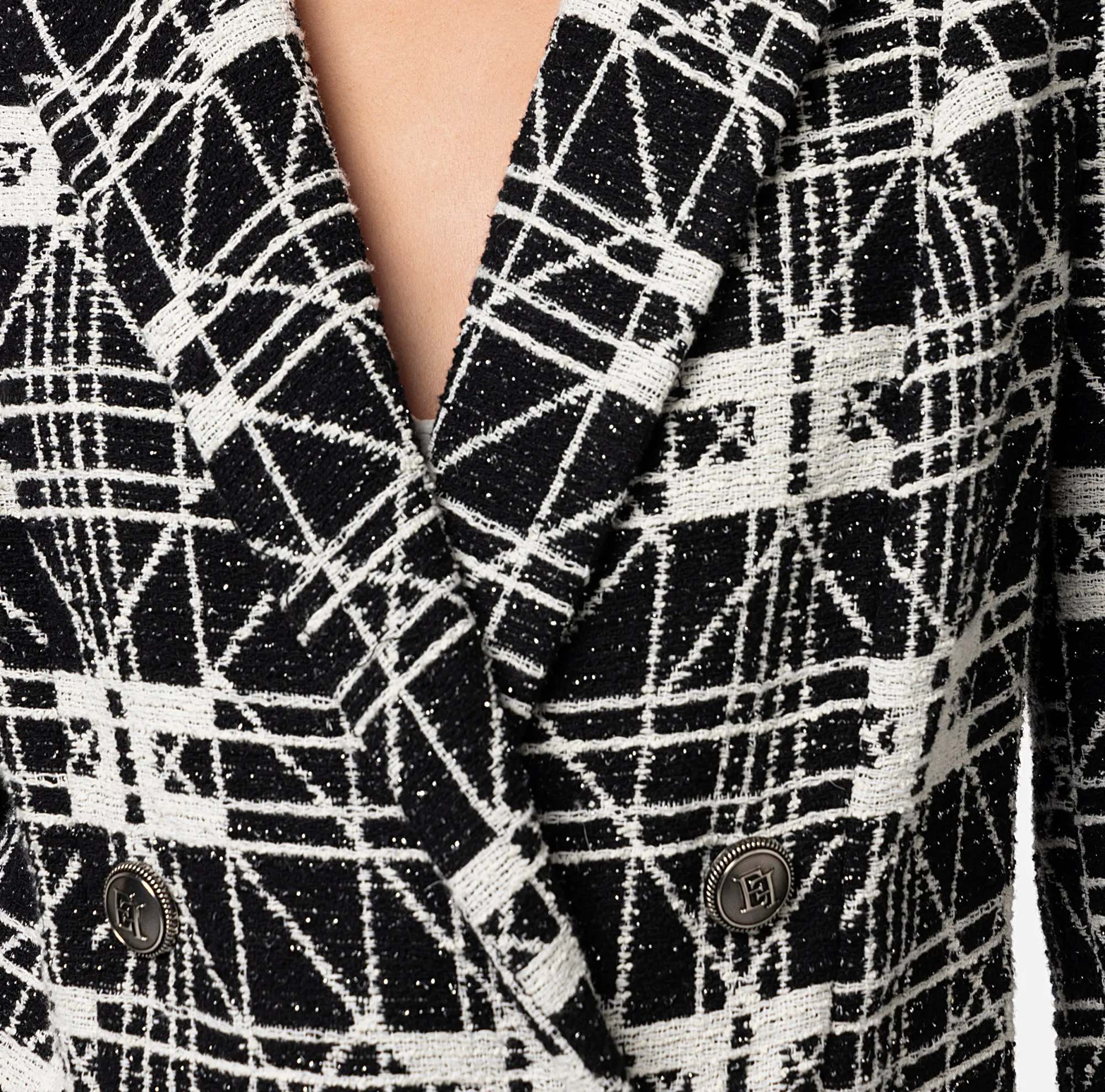 Elisabetta Franchi Giacca Doppiopetto In Tweed Jacquard^ Giacche & Trench