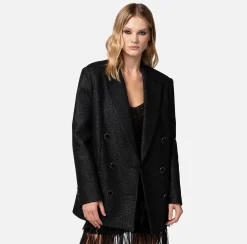 Elisabetta Franchi Giacca Doppiopetto In Tweed Laminato^ Giacche & Trench