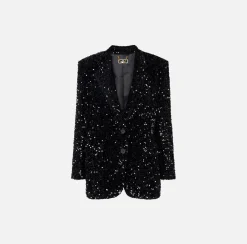 Elisabetta Franchi Giacca In Ciniglia Con Paillettes^ Giacche & Trench