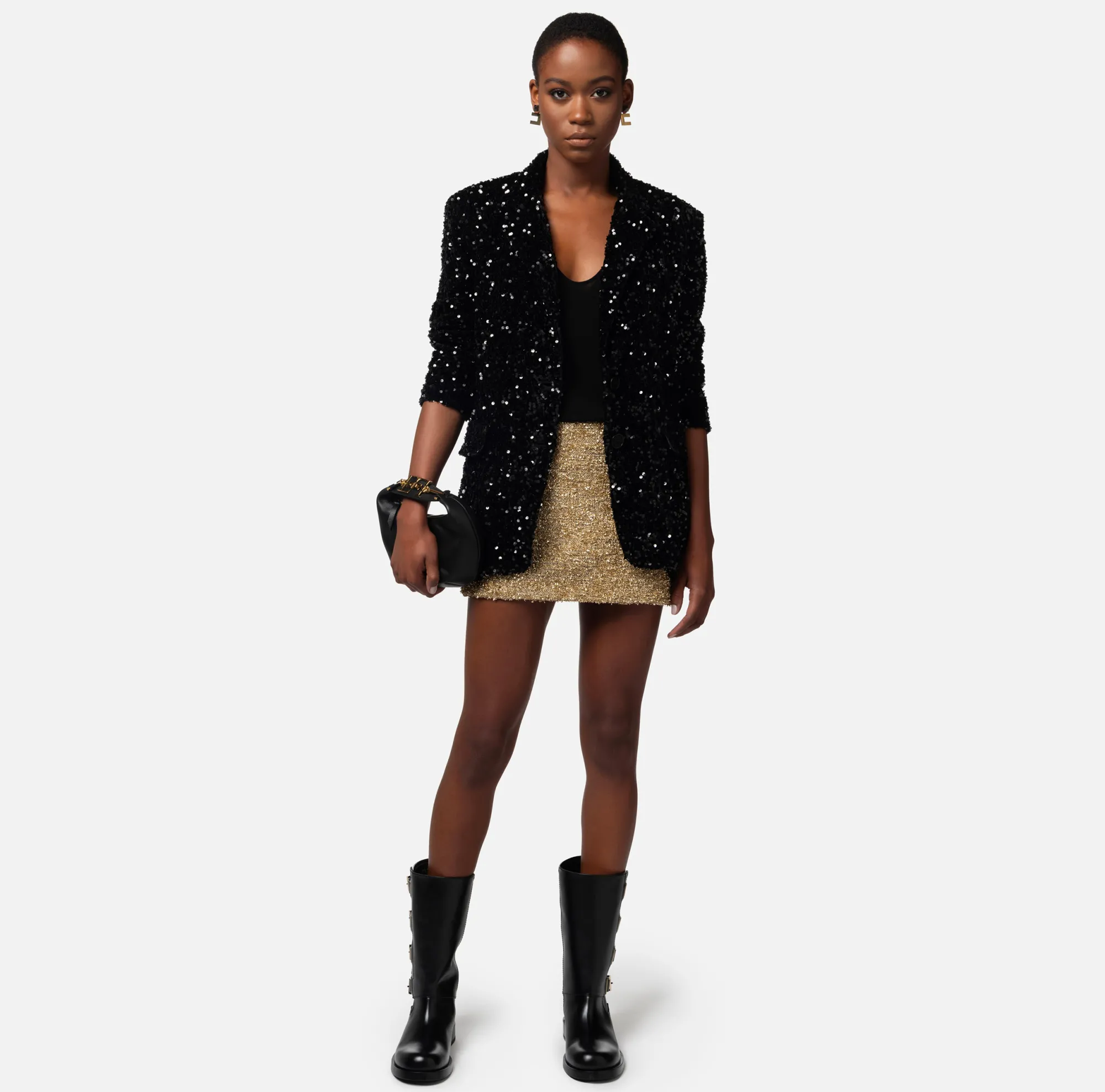 Elisabetta Franchi Giacca In Ciniglia Con Paillettes^ Giacche & Trench