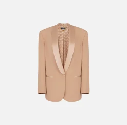 Elisabetta Franchi Giacca In Crepe Con Revers Sciallato In Satin^ Giacche & Trench