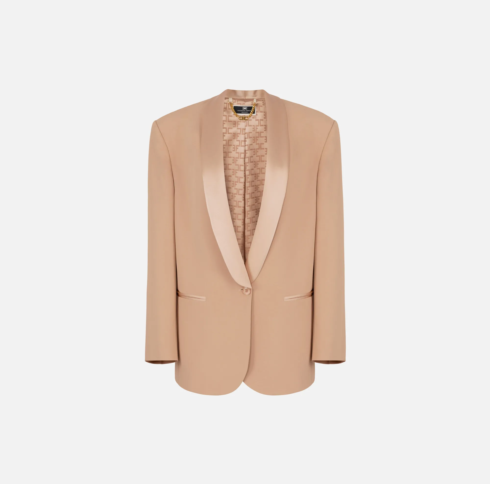 Elisabetta Franchi Giacca In Crepe Con Revers Sciallato In Satin^ Giacche & Trench