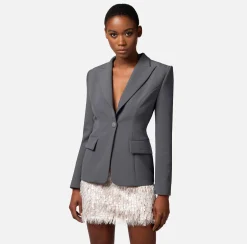 Elisabetta Franchi Giacca In Crepe Leggero Con Cut Out^ Giacche & Trench