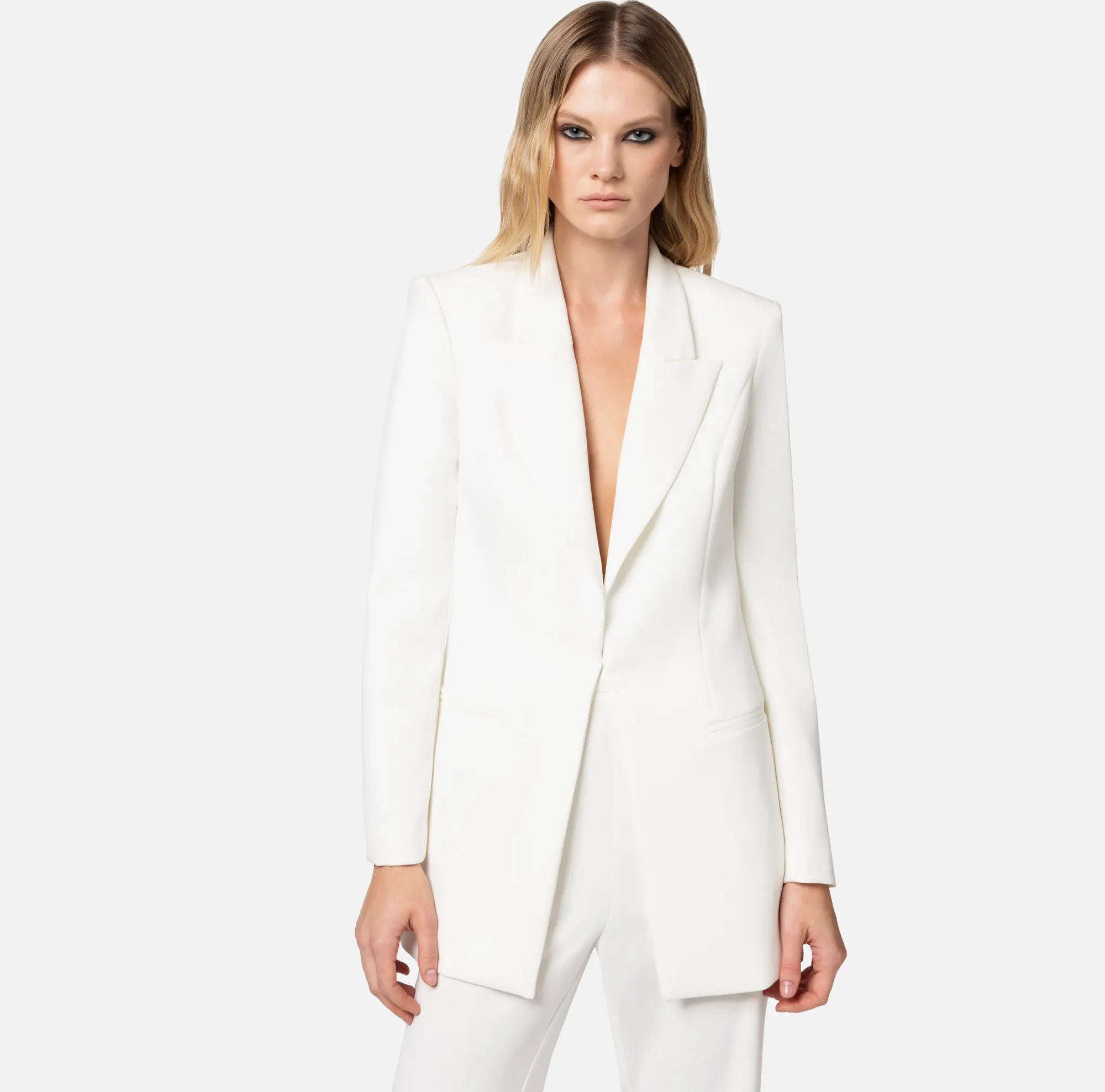 Elisabetta Franchi Giacca In Crepe Leggero Con Rever A Lancia^ Giacche & Trench