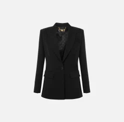 Elisabetta Franchi Giacca In Crepe Leggero Con Rever Sciallato^ Giacche & Trench