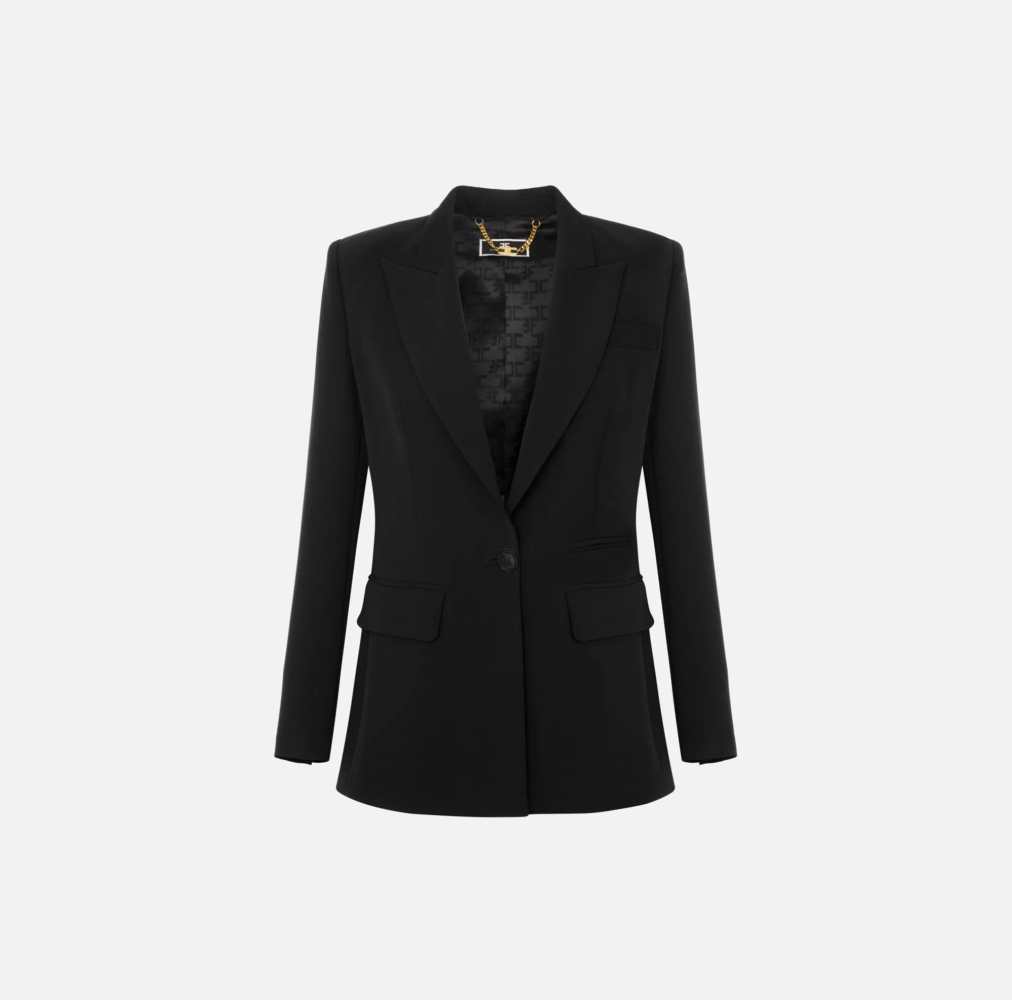 Elisabetta Franchi Giacca In Crepe Leggero Con Rever Sciallato^ Giacche & Trench