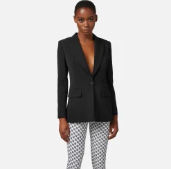 Elisabetta Franchi Giacca In Crepe Leggero Con Rever Sciallato^ Giacche & Trench
