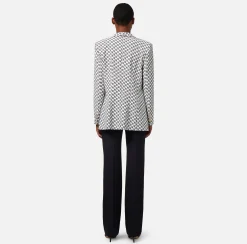 Elisabetta Franchi Giacca In Crepe Stampa Logo Con Rever Sciallato^ Giacche & Trench