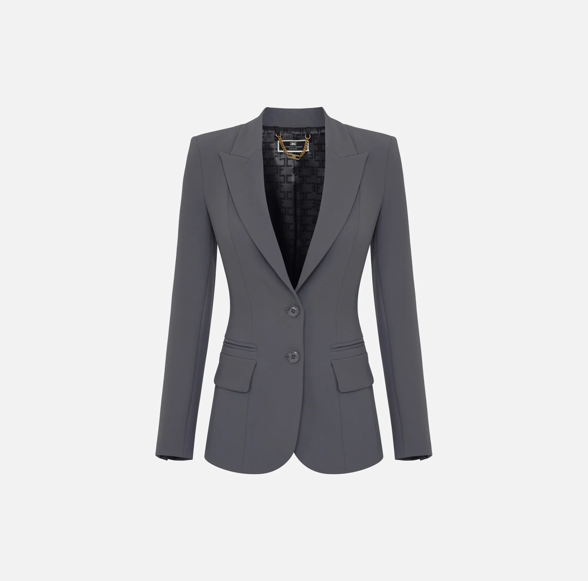 Elisabetta Franchi Giacca In Crepe Stretch Con Revers A Lancia^ Giacche & Trench