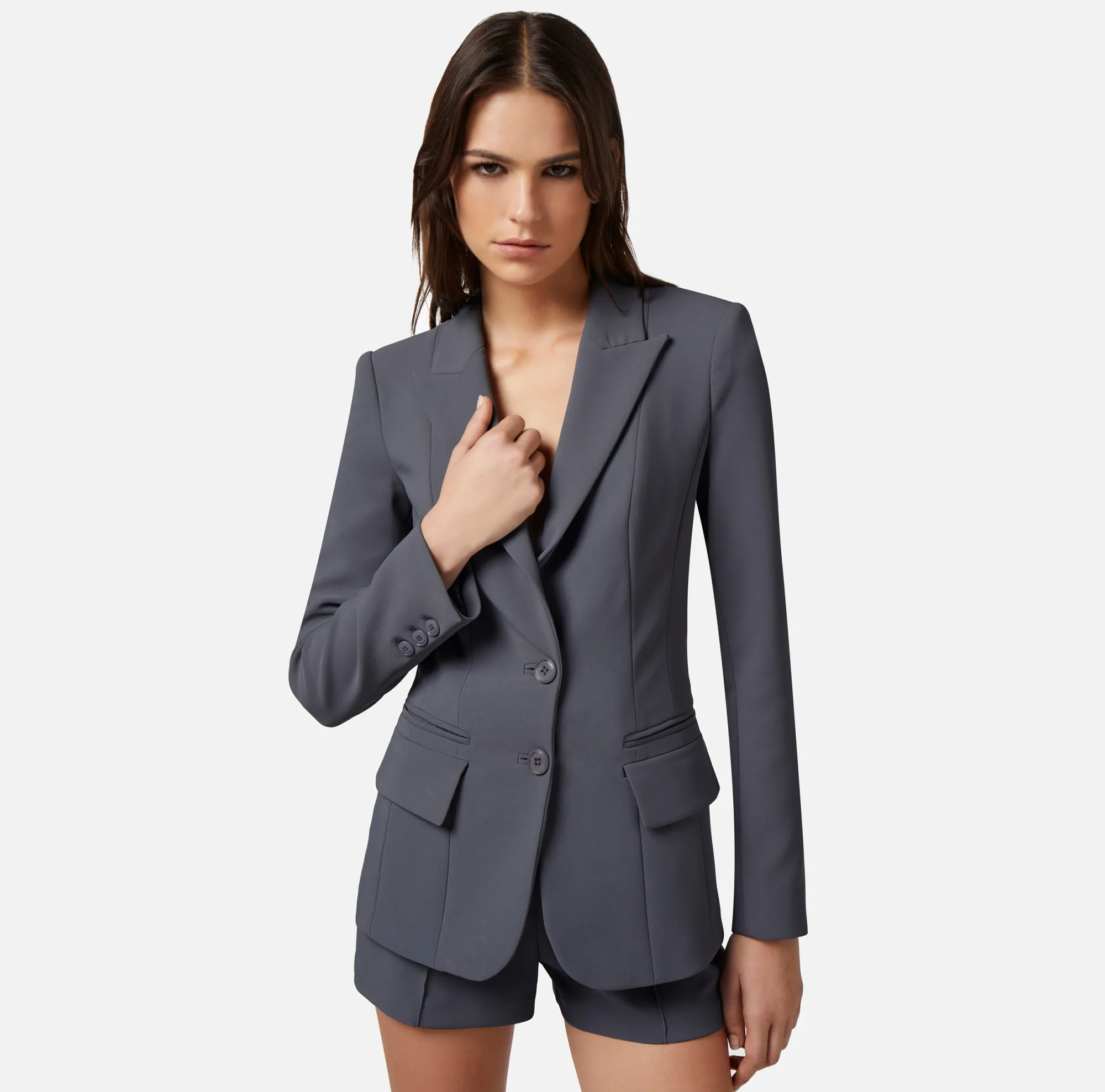 Elisabetta Franchi Giacca In Crepe Stretch Con Revers A Lancia^ Giacche & Trench