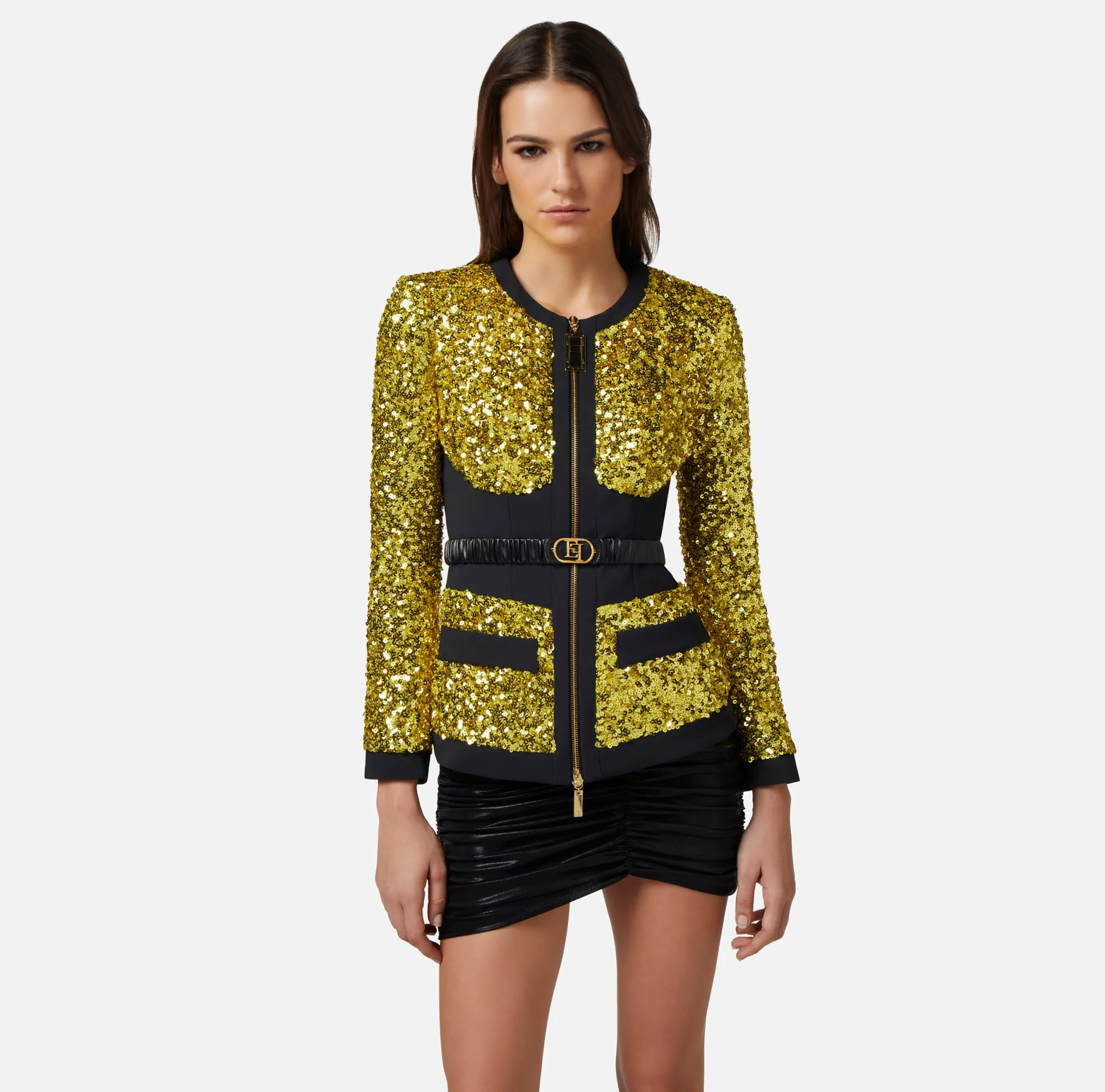 Elisabetta Franchi Giacca In Paillettes Con Corpino^ Giacche & Trench