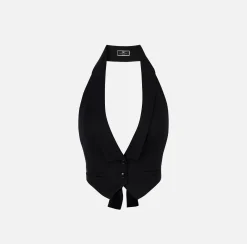 Elisabetta Franchi Gilet In Fresco Lana Con Fusciacca^ Giacche & Trench
