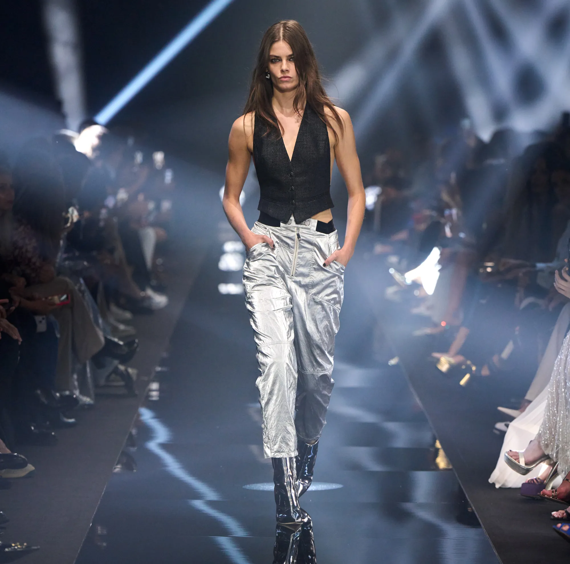 Elisabetta Franchi Gilet In Tweed Laminato^ Giacche & Trench