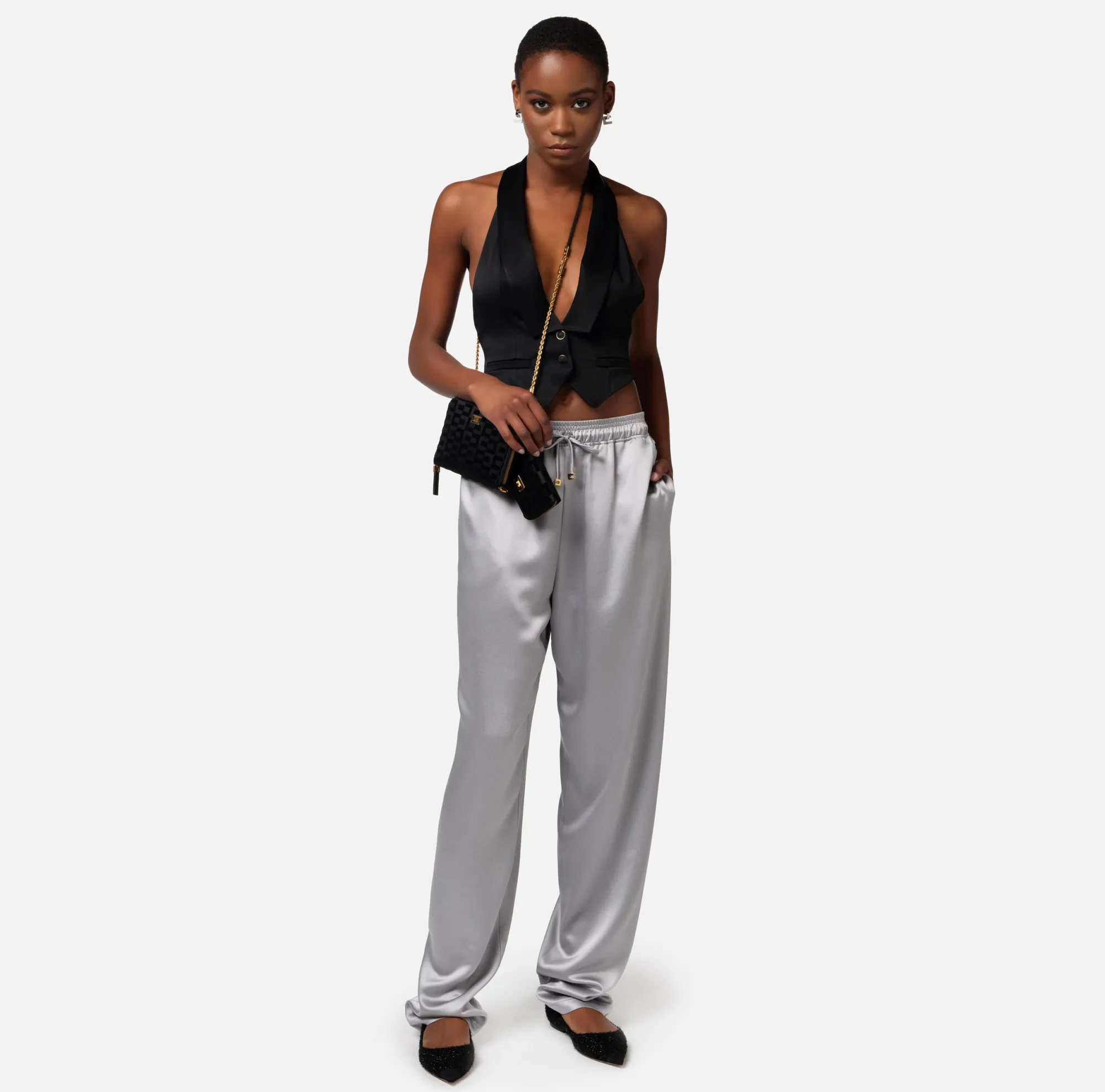 Elisabetta Franchi Gilet Smoking In Raso Con Fusciacca^ Giacche & Trench