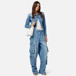 Elisabetta Franchi Giubbotto Cropped In Denim^ Giacche & Trench