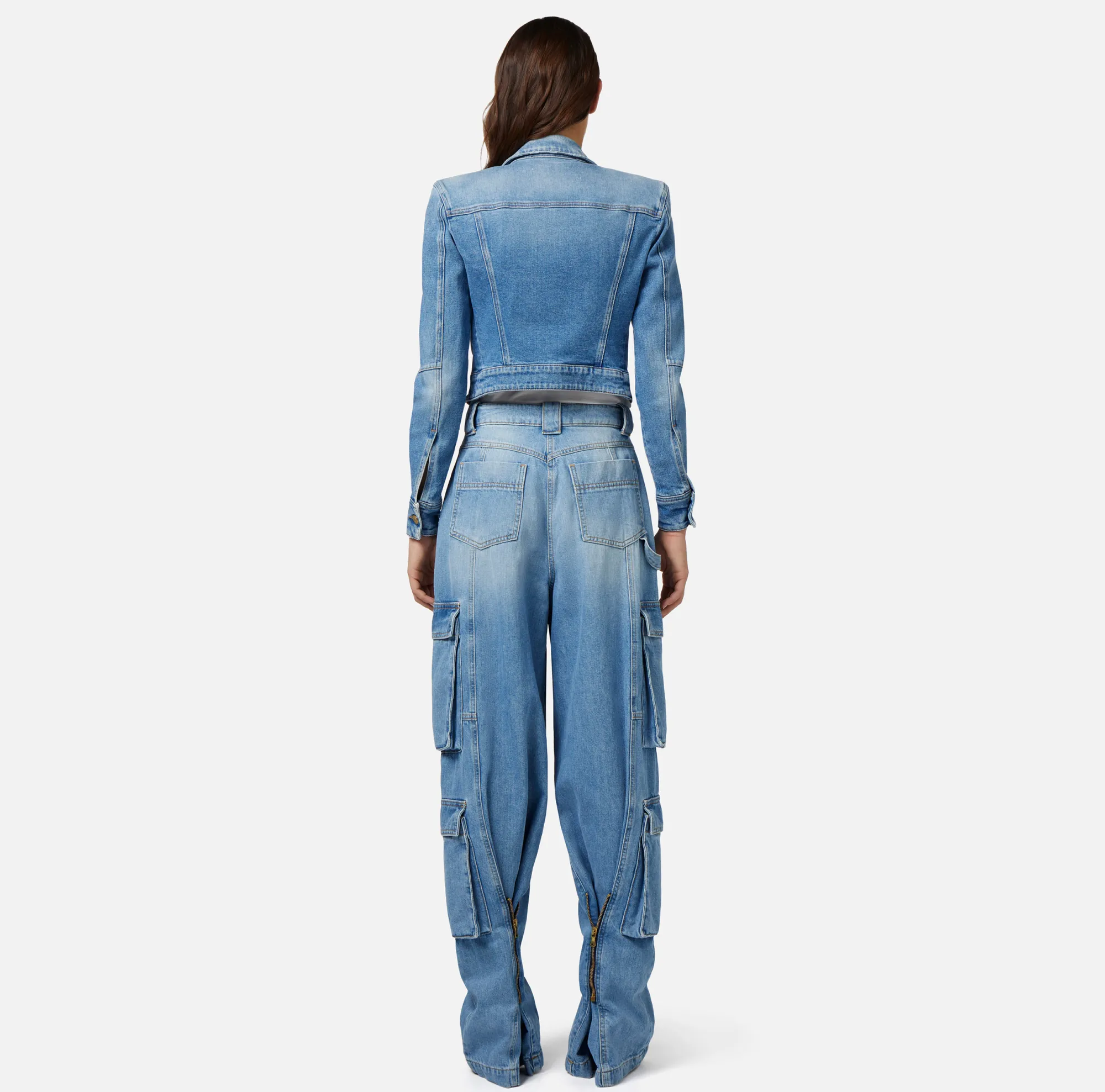 Elisabetta Franchi Giubbotto Cropped In Denim^ Giacche & Trench
