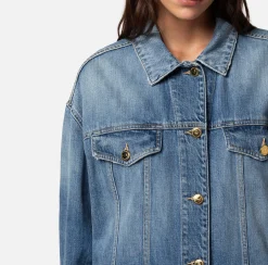 Elisabetta Franchi Giubbotto Over In Denim^ Giacche & Trench
