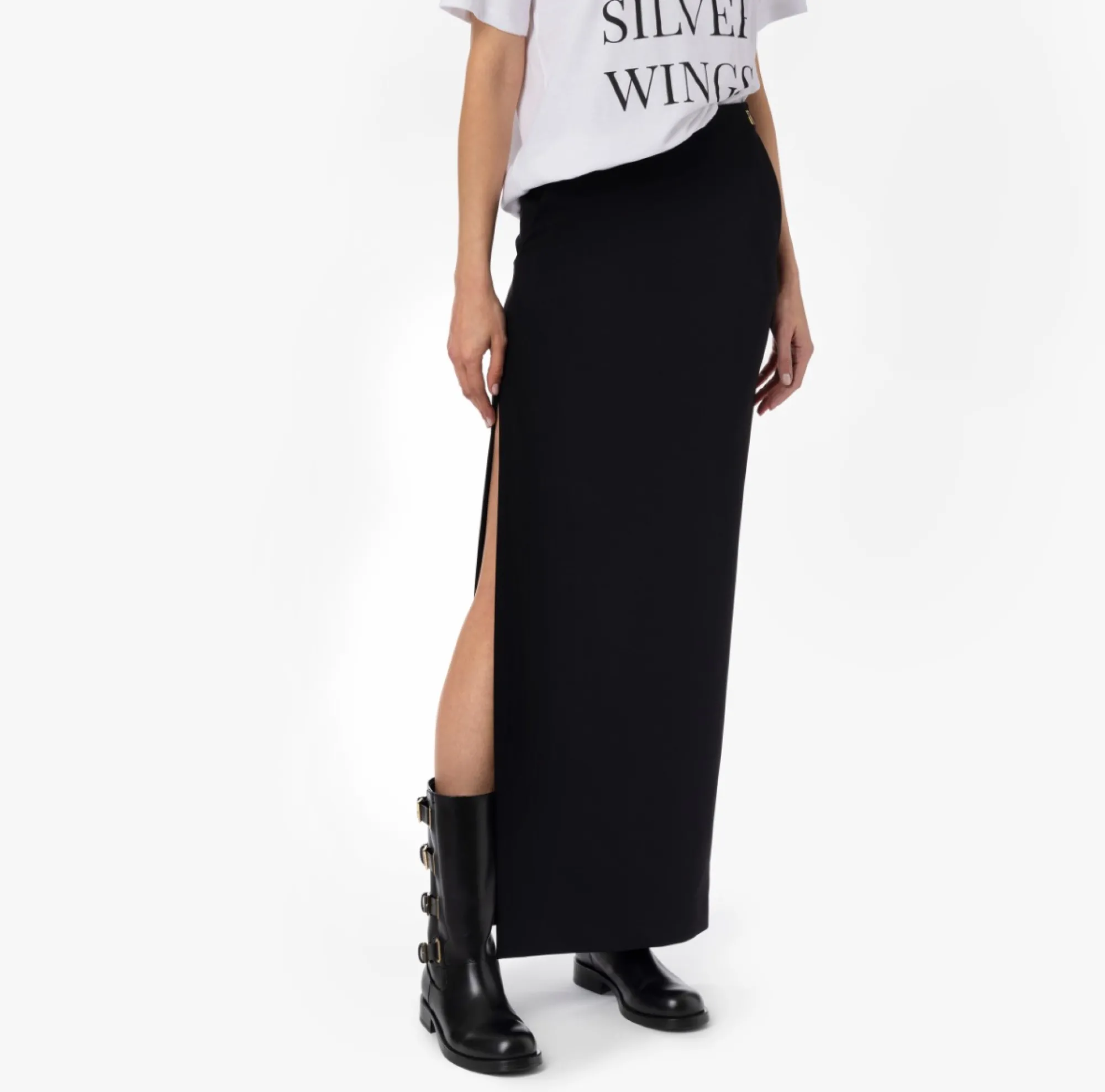 Elisabetta Franchi Gonna Lunga In Crepe Leggero Con Spacco Laterale^ Gonne