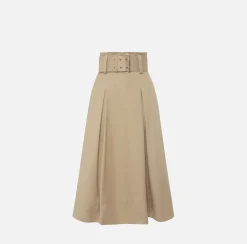 Elisabetta Franchi Gonna Midi In Cotone Stretch Con Cintura^ Gonne