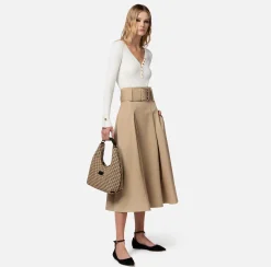 Elisabetta Franchi Gonna Midi In Cotone Stretch Con Cintura^ Gonne