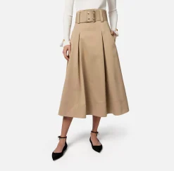 Elisabetta Franchi Gonna Midi In Cotone Stretch Con Cintura^ Gonne