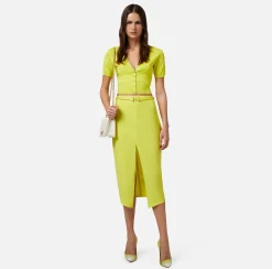 Elisabetta Franchi Gonna Midi In Crepe Fluido Con Spacco Centrale^ Gonne