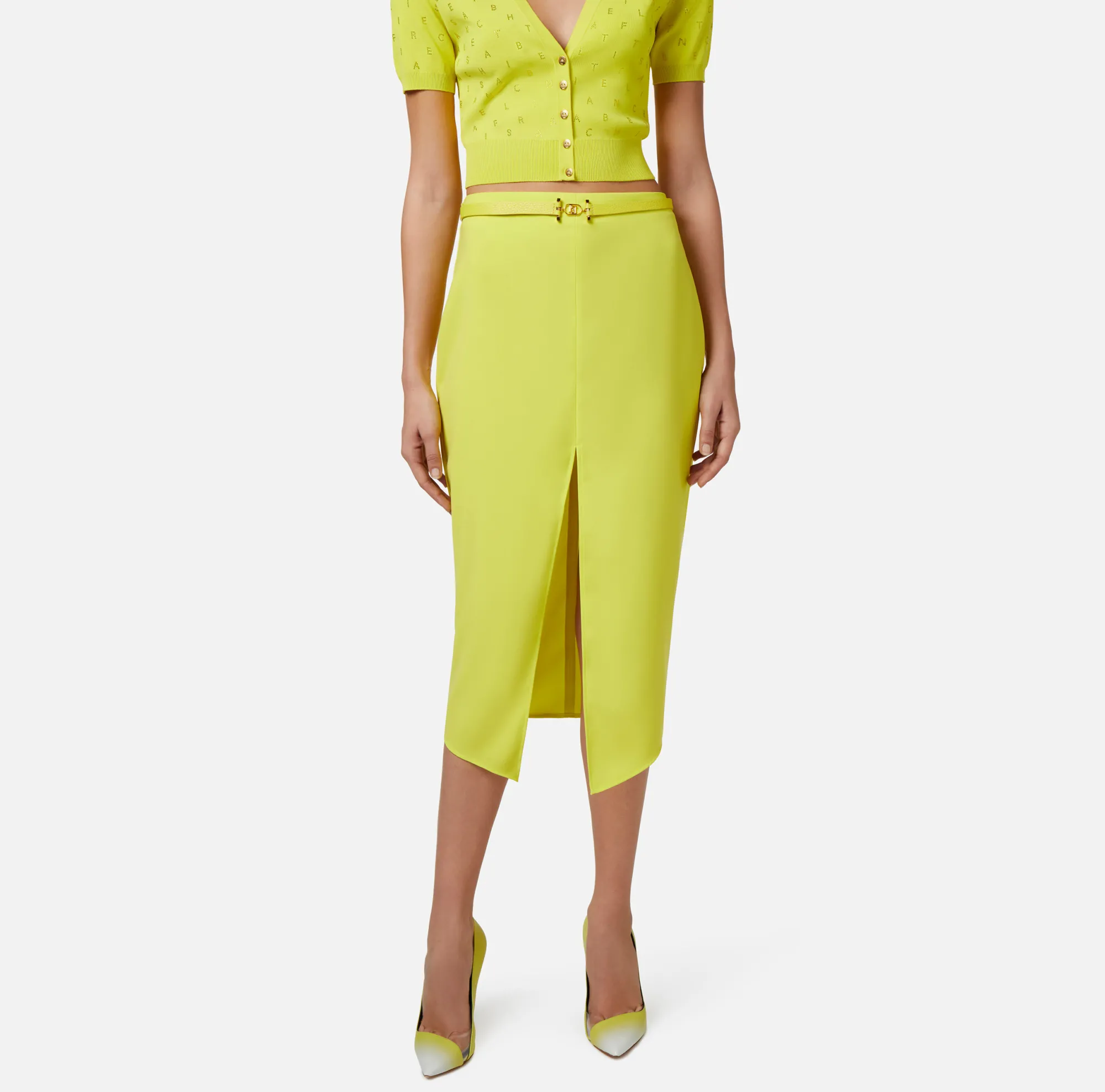 Elisabetta Franchi Gonna Midi In Crepe Fluido Con Spacco Centrale^ Gonne
