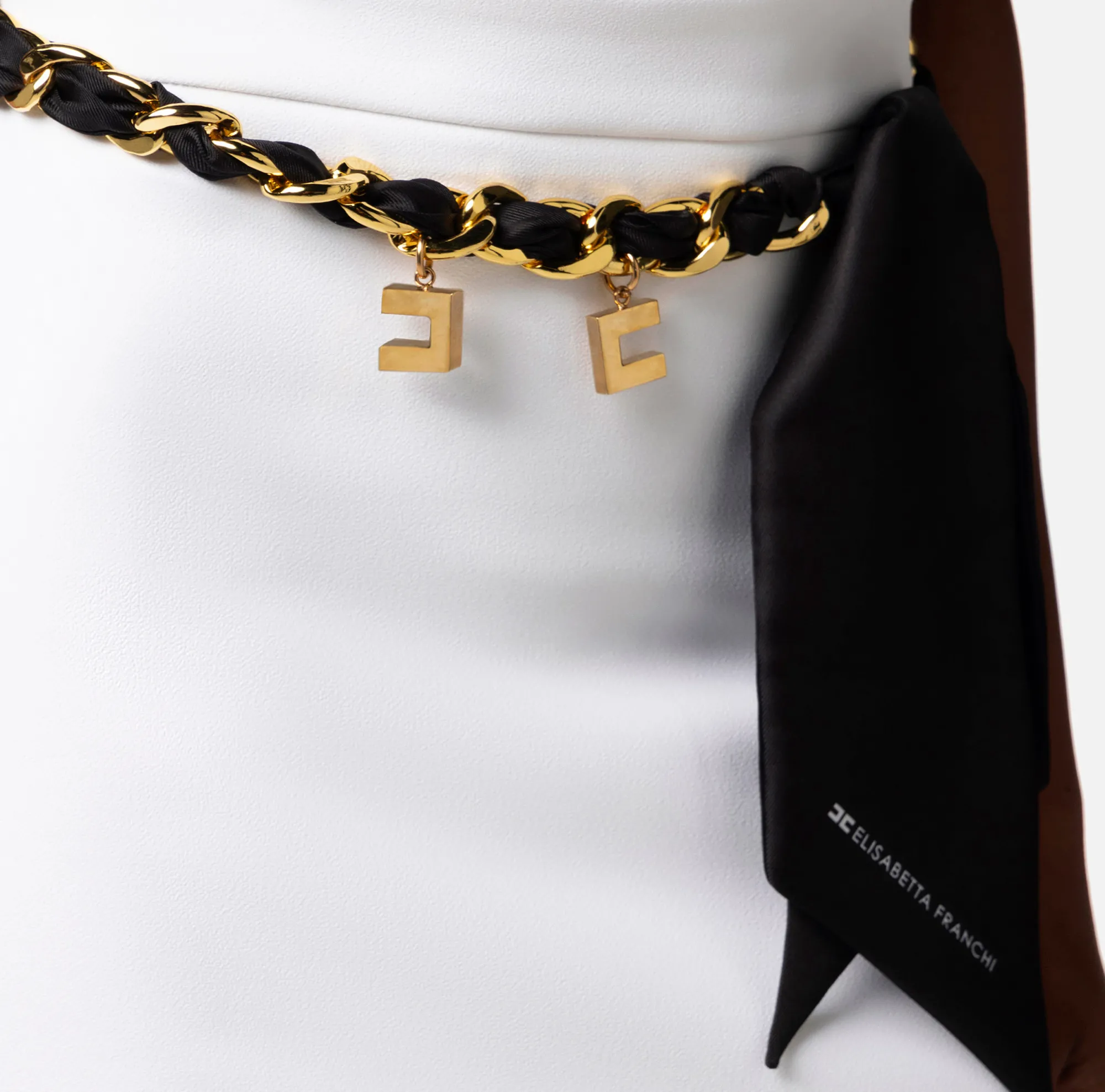 Elisabetta Franchi Gonna Midi In Crepe Stretch Con Cintura Foulard^ Gonne