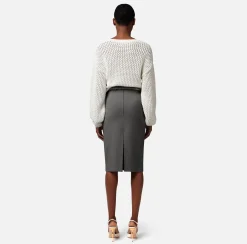 Elisabetta Franchi Gonna Midi In Gabardina Di Viscosa Con Cintura^ Gonne
